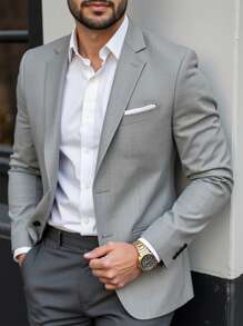 Manfinity Mode Men Space Dye Pocket Single Breasted Business Casual Blazer