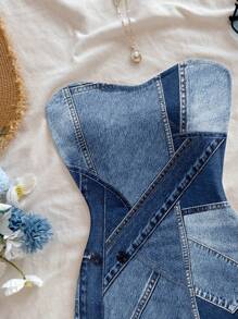 Soleia 复古蓝色印花迷你连衣裙，复古风格，休闲/度假氛围，性感，可爱的 Y2K Coconutgirl 波西米亚度假，波西米亚音乐节风格，适合夏季 - 彩色 - 查看 3