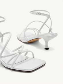 CUCCOO CHICEST Giày sandal đế vuông đế thấp/vừa đính đá Rhinestone trang trí ngọc trai cho nữ, thanh lịch, quyến rũ, gợi cảm, sang trọng, thích hợp cho kỳ nghỉ, câu lạc bộ, tiệc bãi biển, tiệc tối, màu đen - trắng - Xem 8