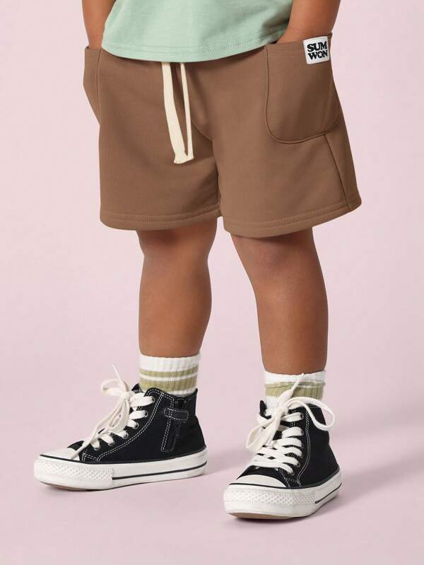 SUMWON Comfortable Pull On French Terry Athletic Jogging Shorts Summer Play Activewear Toddler Kids Cargo Pocket Elastic Waist Classic