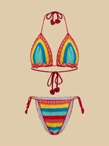 Travachic 彩色钩针细肩带比基尼上衣 - 彩色 - 查看 1