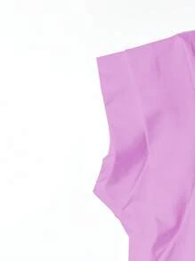 Franclia Women's Crew Neck Waist Cinch Cap Sleeve Summer Casual Purple T-Shirt