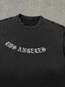 Manfinity LEGND Camiseta informal de hombre de moda callejera con bordado de letras, lavada, para verano