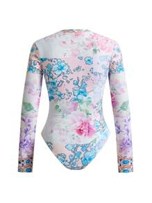 Swim Shayni 2pcs Women Floral Patchwork Rhinestone Pattern Palace Style Swimsuit, Elegant Casual For Spring/Summer Vacation, Beach, Party - Multicolor - View 4