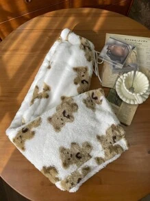 SHEIN EZwear بنطلون مستقيم ذو خصر مشدود بطباعة الدبب المنفر للنساء