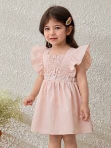 Blossori Vestido con volantes de manga para bebé niña con estampado floral y rayas - Multicolor - Ver 6