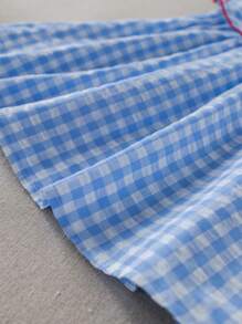 PrepCrw 女婴海军蓝度假风格子无袖连衣裙 - 藍白色 - 查看 6