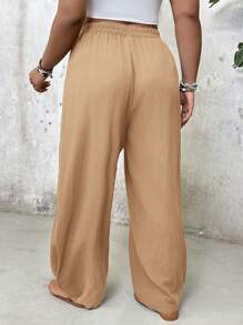 SHEIN VCAY Plus Size Elastic Waist Pocket Design Harem Pants