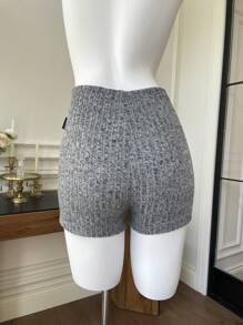 SHEIN EZwear Conjunto de verano shorts de ciclista de punto jaspeado