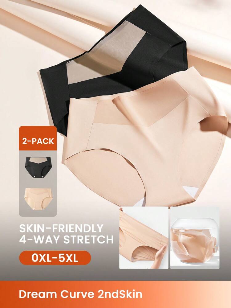 2 paquets de sous-vêtements de base pour femmes, sans couture, sans-gêne, respirants, à taille haute