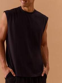 Musero Men Oversized Sleeveless T-Shirt Tank Top Spring, Summer, Holiday, Vacation - Grey - View 5