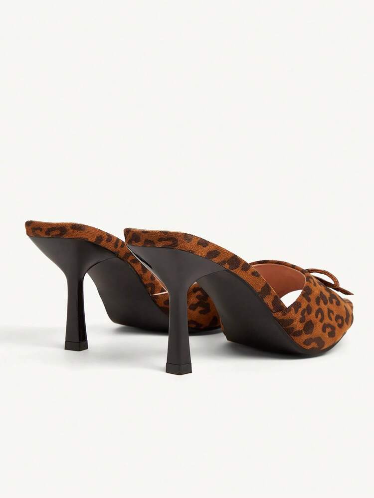 CUCCOO CHICEST Women's Leopard Print Bow Pointy Toe High Heel Pumps, Elegant Multi-Color Versatile Faux Suede Formal Dress Shoes For Work, Party, Dates