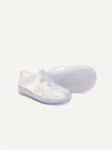 Cozy Pixies 1 Pair Fashionable Versatile Cute Transparent Crystal Soft Bottom Beach Sandals, Suitable For Spring/Summer, Infants - White - View 7