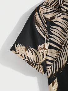 SHEIN Leap Crew 青少年男孩海滩椰子树印花夏威夷衬衫，舒适时尚休闲百搭柔软面料，适合日常穿着、上学、旅行、户外运动、度假、春夏季 - 彩色 - 查看 7