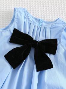 Cozy Pixies Robe décontractée et polyvalente pour bébé fille nouveau-né avec col rond et sans manches, décorée d'un nœud
