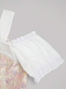 SHEIN MOOSTA Camisa de estilo francés de patchwork para mujeres de talla grande - Rosa - Ver 3