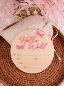 SHEIN Newborn Baby Birth Ceremony Photography Set Newborn Announcement Sign Hello World Newborn Girl Sign Baby Girl Newborn Announcement Fall Winter - Multicolor - View 5