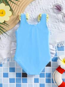 Newborn Zipper One-Piece Swimsuit, Cute 3D Pink Fashion Suitable For Summer - Multicolor - View 2