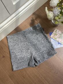 SHEIN EZwear Conjunto de verano shorts de ciclista de punto jaspeado