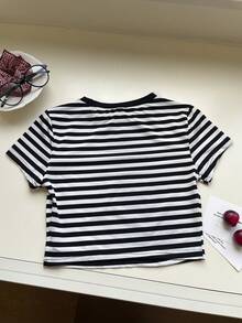 SHEIN EZwear Maglietta a righe - Bianco e nero - Visualizzare 2