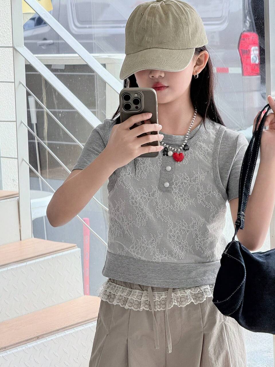 Tween Girl Lace Patchwork Short Sleeve T-Shirt, Summer, Back To School