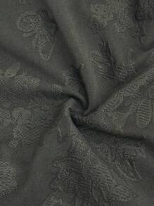 Áo thun ngắn tay thêu jacquard cỡ lớn Elenzga – Eo nhún, chi tiết cúc, màu đen, thích hợp cho mùa hè và năm mới. - màu đen - Xem 7