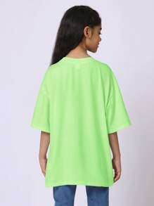 SUMWON Camiseta oversize unisex, casual, de verano y primavera, ropa deportiva juvenil, ropa urbana, cómoda y básica - Verde - Ver 2