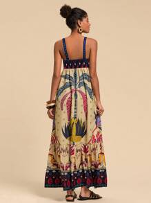 Travachic Tropical Print Long Dress, Casual Holiday Style,Summer Dresses,Sun Dress
Spring Clothes - Multicolor - View 2