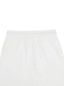 Manfinity Homme Men's Solid Color Sweatpants, Fashionable Summer White Joggers, Athletic Breathable Stretchy Sweatpants For Gym