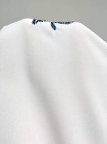 Florisole Women's White Woven Fabric Long Casual Pants With Embroidered Floral Hem Detail And Zipper Closure Fall Cloth For Women - White - View 8