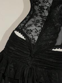 SHEIN ICON 蕾丝拼布和鱼骨装饰女式吊带背心