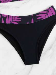 Swim Lushoire 2件套女士花卉印花露肩露背休闲沙滩比基尼套装和沙滩罩衫，夏季 - 彩色 - 查看 6