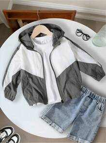 Genkimix Kids 1 件年轻男孩休闲简约学院风轻便夹克，适合日常穿着、上学、外出、春夏季