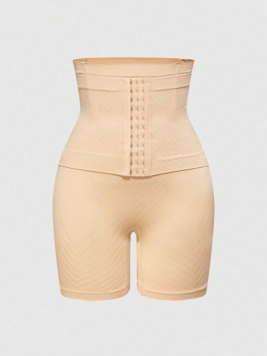 SHAPORA سروال نسائي بخصر عالٍ بلون أحادي لإنحات الجسم - بيج - مشاهدة 1
