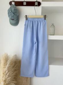 SHEIN 青少年男孩夏季轻便度假蓝色泡泡条纹宽松裤 - 藍色 - 查看 2