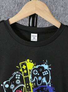 Tween-Jungen 2-teiliges Set, lässig, vielseitig, bequem, mit lustigen Mustern, Kurzarm-T-Shirt und Jogginghose, geeignet für verschiedene Anlässe, für Schule, für den Sommer - Verschiedenfarbig - Übersicht 7