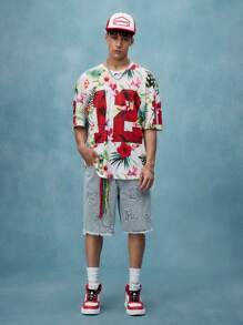 ROMWE MEN Casual 男士春夏休闲度假装 T 恤，适合日常穿着 - 白色 - 查看 6