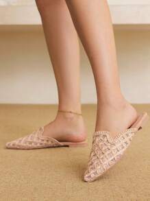 Styleloop Women's Vacation Bohemian Style Pointed Hollow Out Design Flat Sandals - Camel - View 6