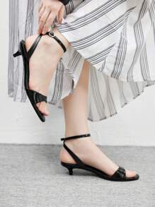 CUCCOO BIZCHIC 女士优雅小猫跟凉鞋，夏季 - 黑色 - 查看 1