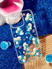 The Smurfs X SHEIN Durable, Fashionable, And Fun Mobile Phone Case - Full-Print Protective Case Design, Compatible With IPhone, Clear Phone Case - Multicolor - View 8