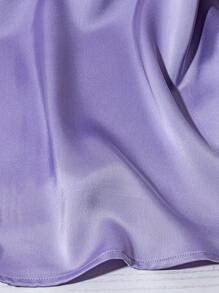 SHEIN Clasi 加大码女式紫色圆领荷叶边袖优雅派对衬衫 - 紫色 - 查看 3