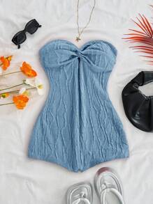 Soleia Mono último diseño de punto texturizado con espalda descubierta y giro delantero en color rojo Ancola para mujeres - Azul - Ver 3