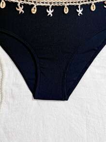 Ensemble bikini à encolure bâtière pour préadolescentes, maillot de bain pour les vacances à la plage