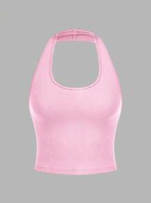 SHEIN EZwear 4 件套休闲简约短款露背修身背心，适合夏季女士穿着 - 彩色 - 查看 4