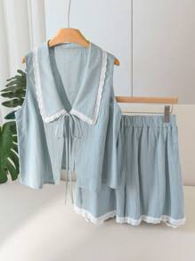 CosyJoli Plus Size Women Summer Romantic Holiday 2pcs Set, Women Shirt + Women Pants