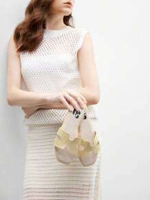 CUCCOO BIZCHIC Beige Square Toe Beach Casual Slip-On Slippers, Fashion Versatile Flat Sandals For Women