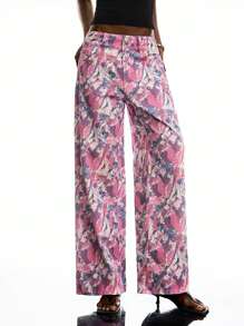 LYSMO Contrast Color Allover Print Fashionable Summer Casual Women Jeans - Multicolor - View 1