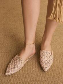 Styleloop Women's Vacation Bohemian Style Pointed Hollow Out Design Flat Sandals - Camel - View 2