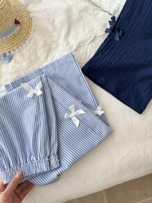 SHEIN Vintaside Kids 2pcs/Set Girls' Multi-Pack Fashionable & Simple Versatile Long Pants, Suitable For Spring, Summer And Autumn Seasons, Ideal For Daily Wear Such As Shopping And Outdoor Activities - Multicolor - View 6