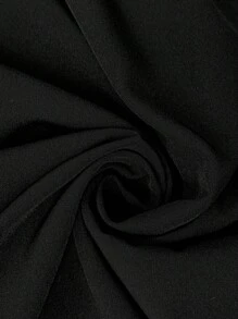 SHEIN Clasi 优雅休闲通勤黑色连衣裙，弹力面料，无袖褶皱腰部和下摆，百搭设计，适合春、夏、秋，加大码 - 黑色 - 查看 4